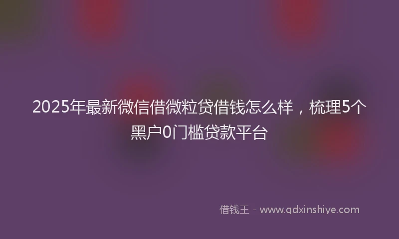 2025年最新微信借微粒贷借钱怎么样，梳理5个黑户0门槛贷款平台