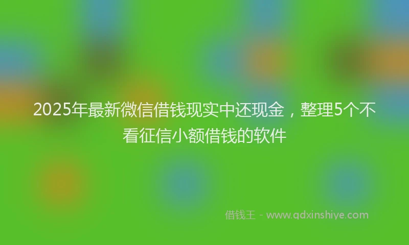 2025年最新微信借钱现实中还现金，整理5个不看征信小额借钱的软件