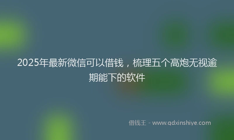 2025年最新微信可以借钱，梳理五个高炮无视逾期能下的软件