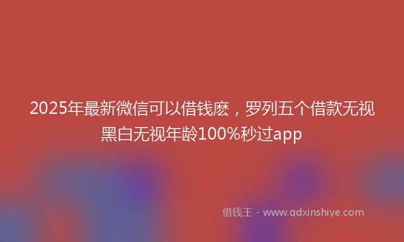 2025年最新微信可以借钱麽，罗列五个借款无视黑白无视年龄100%秒过app