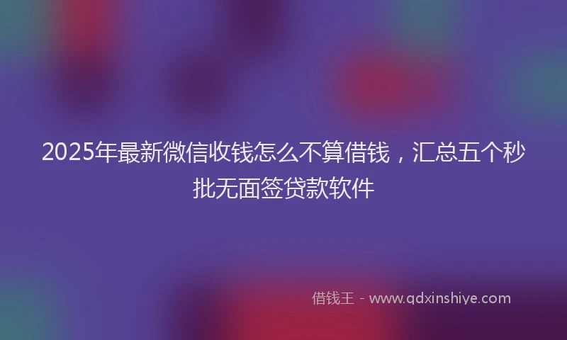 2025年最新微信收钱怎么不算借钱，汇总五个秒批无面签贷款软件