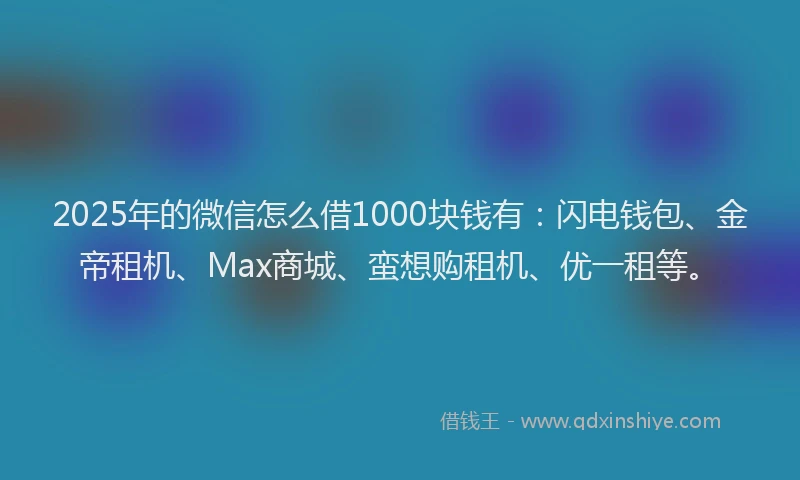 2025年的微信怎么借1000块钱有：闪电钱包、金帝租机、Max商城、蛮想购租机、优一租等。