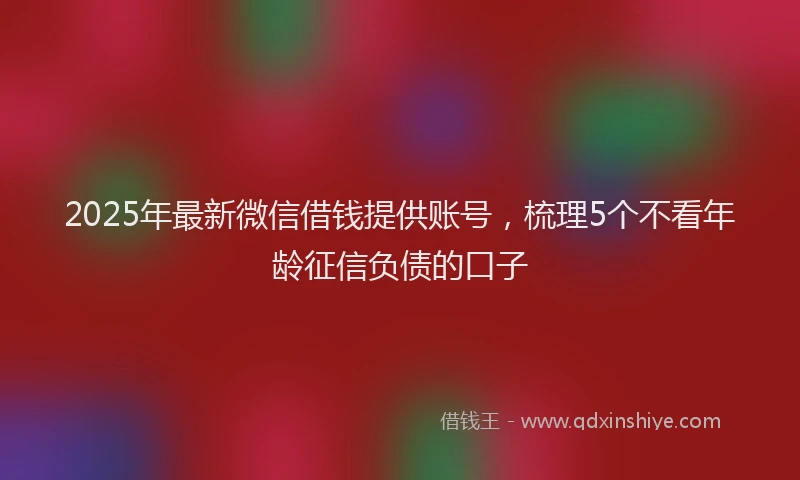 2025年最新微信借钱提供账号，梳理5个不看年龄征信负债的口子