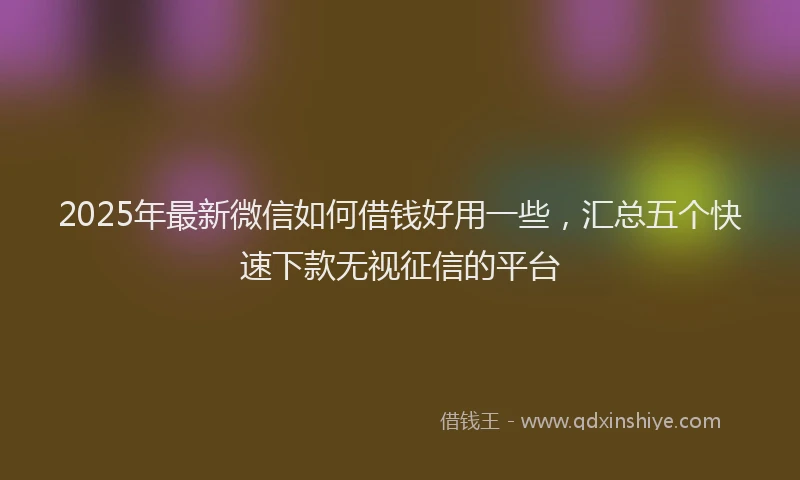 2025年最新微信如何借钱好用一些，汇总五个快速下款无视征信的平台