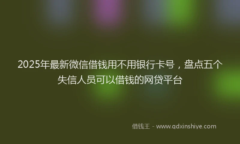 2025年最新微信借钱用不用银行卡号，盘点五个失信人员可以借钱的网贷平台