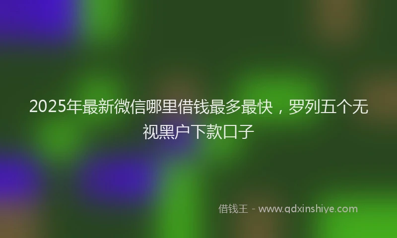 2025年最新微信哪里借钱最多最快，罗列五个无视黑户下款口子