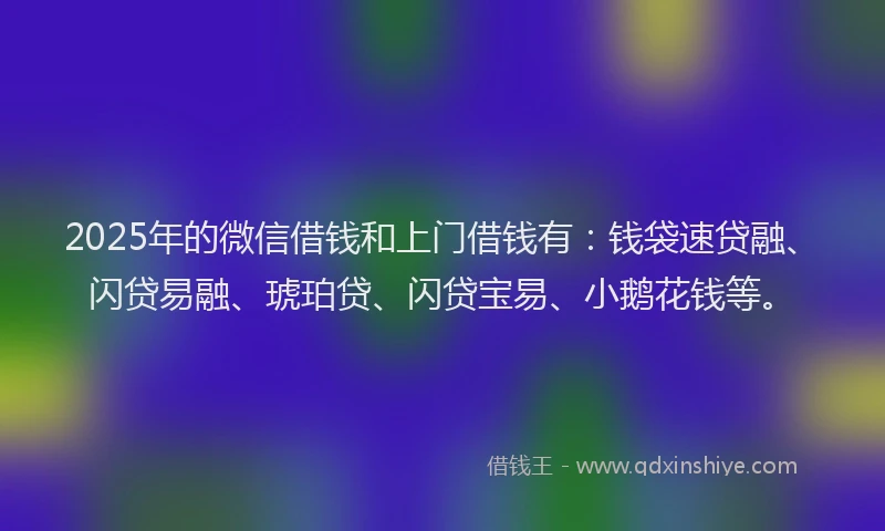 2025年的微信借钱和上门借钱有：钱袋速贷融、闪贷易融、琥珀贷、闪贷宝易、小鹅花钱等。