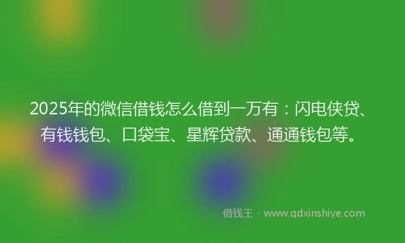 2025年的微信借钱怎么借到一万有：闪电侠贷、有钱钱包、口袋宝、星辉贷款、通通钱包等。