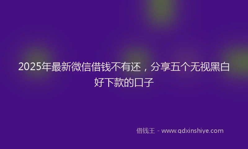 2025年最新微信借钱不有还，分享五个无视黑白好下款的口子