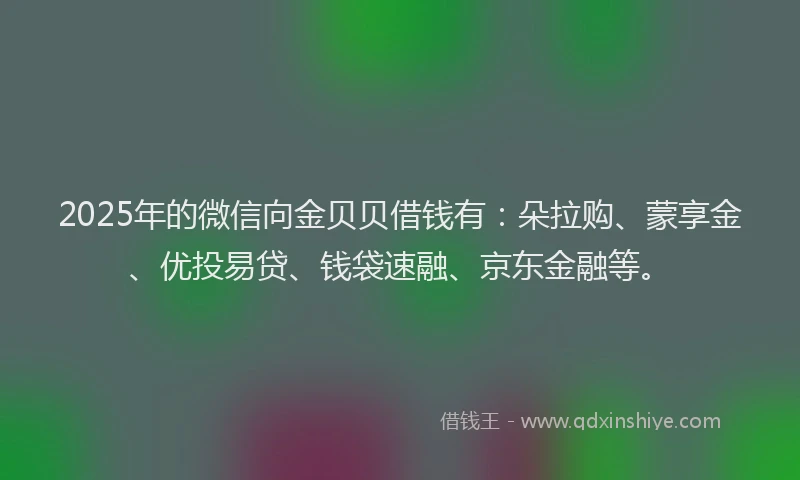 2025年的微信向金贝贝借钱有：朵拉购、蒙享金、优投易贷、钱袋速融、京东金融等。