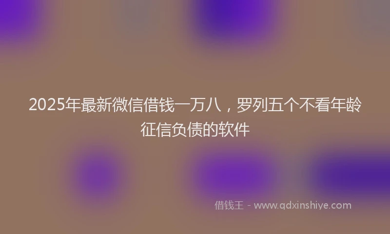 2025年最新微信借钱一万八，罗列五个不看年龄征信负债的软件