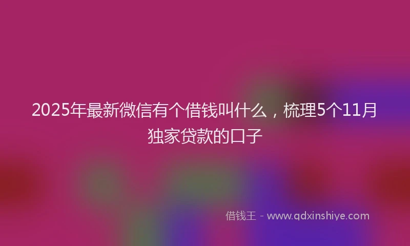 2025年最新微信有个借钱叫什么，梳理5个11月独家贷款的口子