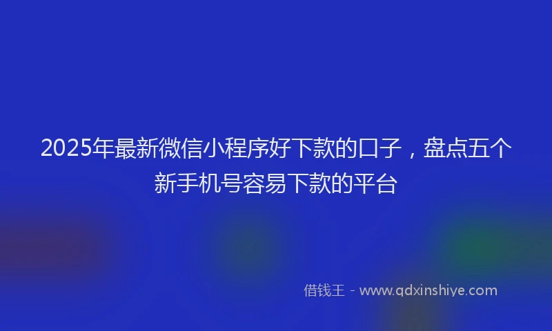 2025年最新微信小程序好下款的口子，盘点五个新手机号容易下款的平台