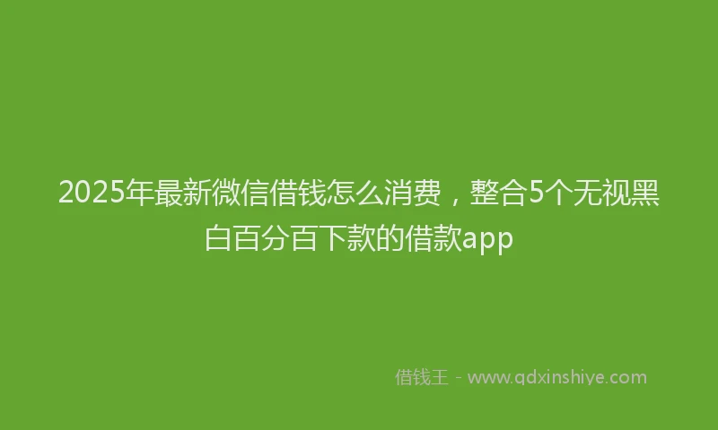 2025年最新微信借钱怎么消费，整合5个无视黑白百分百下款的借款app