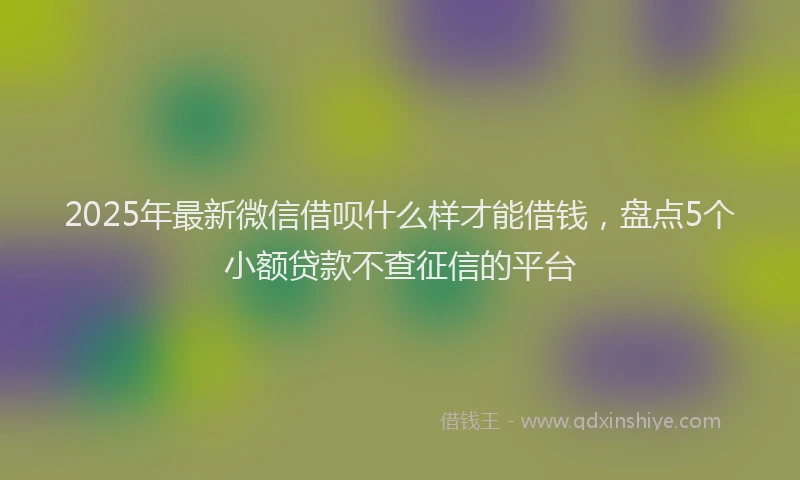 2025年最新微信借呗什么样才能借钱，盘点5个小额贷款不查征信的平台