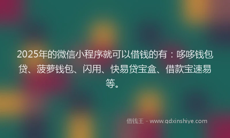 2025年的微信小程序就可以借钱的有：哆哆钱包贷、菠萝钱包、闪用、快易贷宝盒、借款宝速易等。