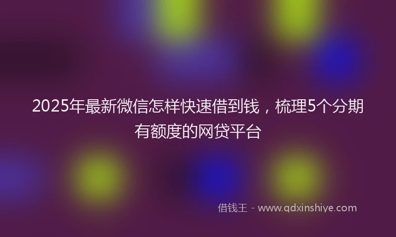 2025年最新微信怎样快速借到钱，梳理5个分期有额度的网贷平台