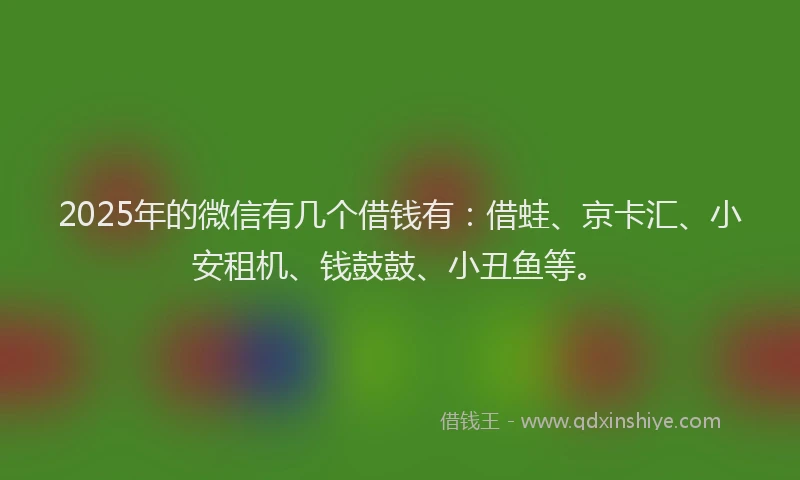 2025年的微信有几个借钱有：借蛙、京卡汇、小安租机、钱鼓鼓、小丑鱼等。
