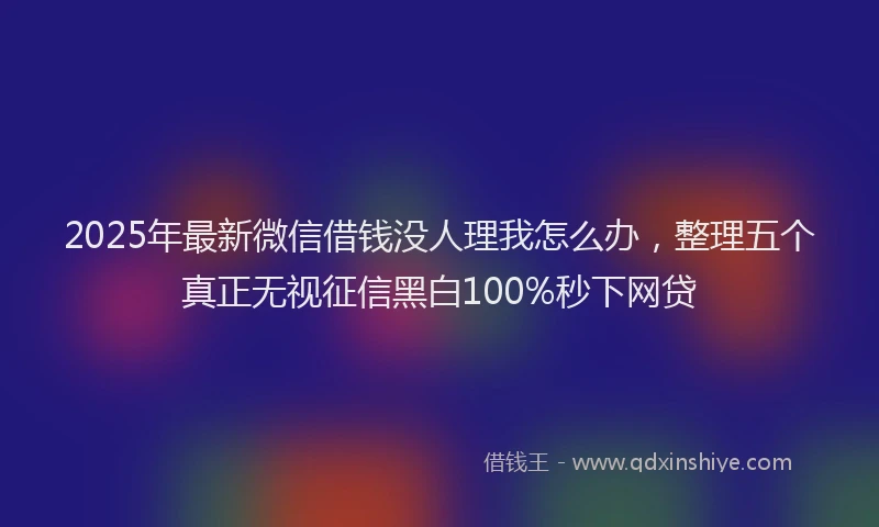 2025年最新微信借钱没人理我怎么办，整理五个真正无视征信黑白100%秒下网贷