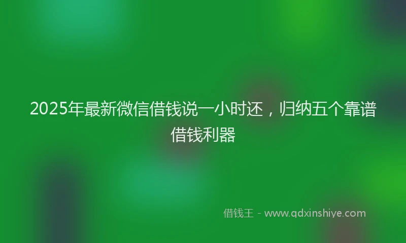 2025年最新微信借钱说一小时还，归纳五个靠谱借钱利器