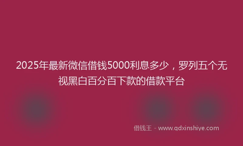 2025年最新微信借钱5000利息多少，罗列五个无视黑白百分百下款的借款平台