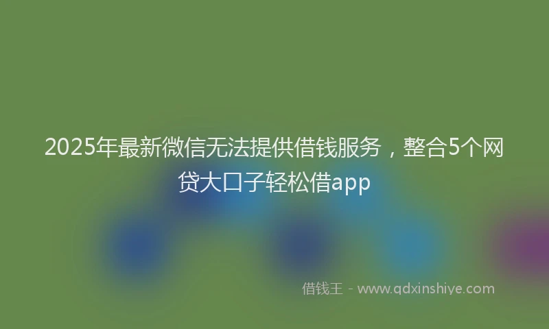 2025年最新微信无法提供借钱服务，整合5个网贷大口子轻松借app