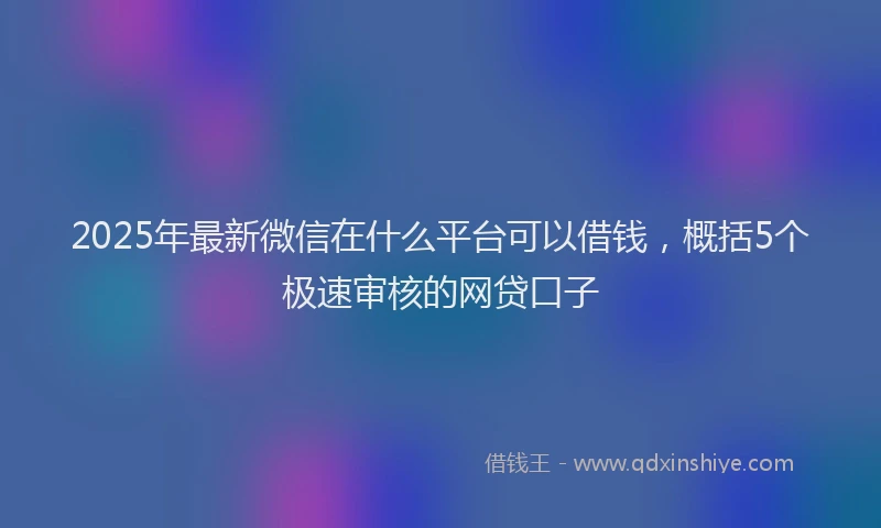 2025年最新微信在什么平台可以借钱，概括5个极速审核的网贷口子