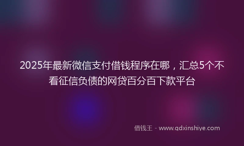 2025年最新微信支付借钱程序在哪，汇总5个不看征信负债的网贷百分百下款平台