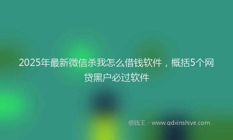 2025年最新微信杀我怎么借钱软件，概括5个网贷黑户必过软件