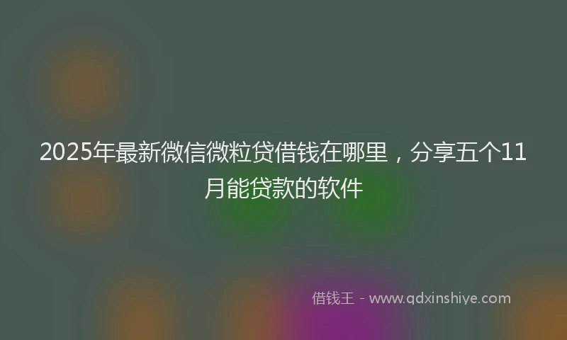 2025年最新微信微粒贷借钱在哪里，分享五个11月能贷款的软件