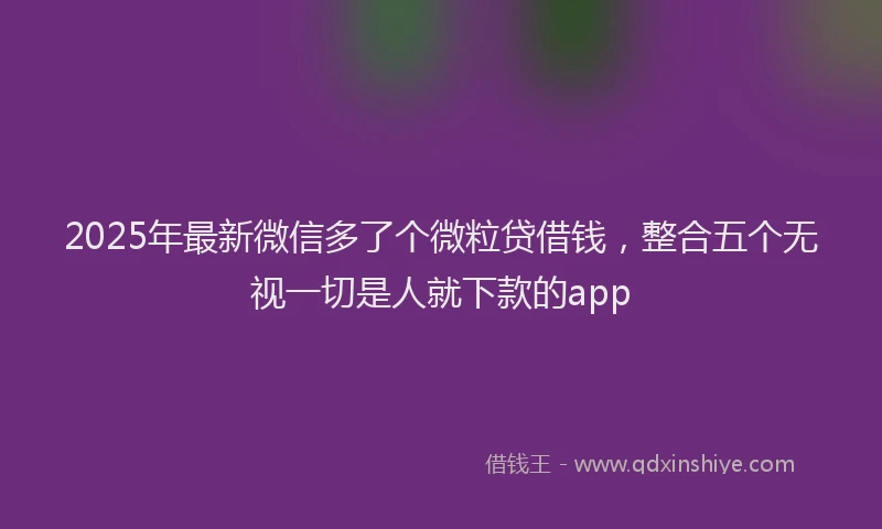 2025年最新微信多了个微粒贷借钱，整合五个无视一切是人就下款的app