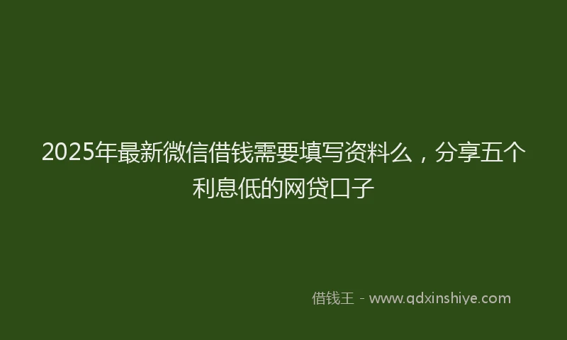 2025年最新微信借钱需要填写资料么，分享五个利息低的网贷口子
