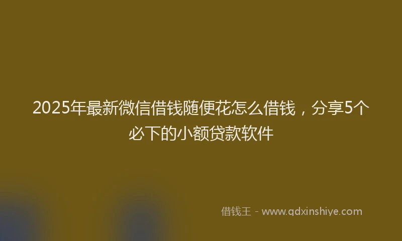2025年最新微信借钱随便花怎么借钱，分享5个必下的小额贷款软件