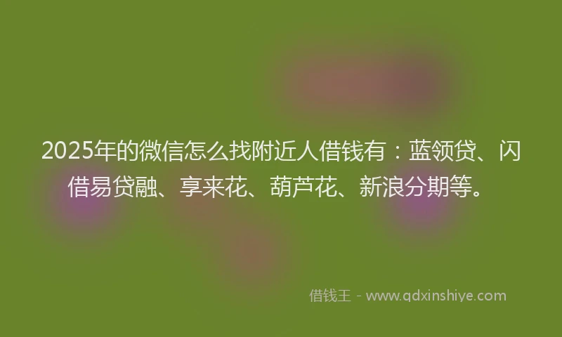 2025年的微信怎么找附近人借钱有：蓝领贷、闪借易贷融、享来花、葫芦花、新浪分期等。