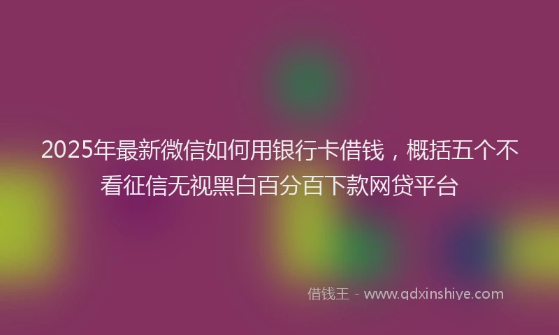 2025年最新微信如何用银行卡借钱，概括五个不看征信无视黑白百分百下款网贷平台