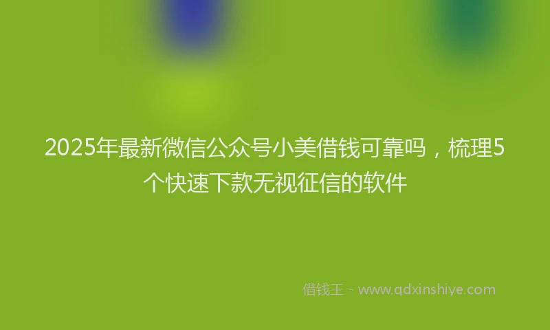 2025年最新微信公众号小美借钱可靠吗，梳理5个快速下款无视征信的软件