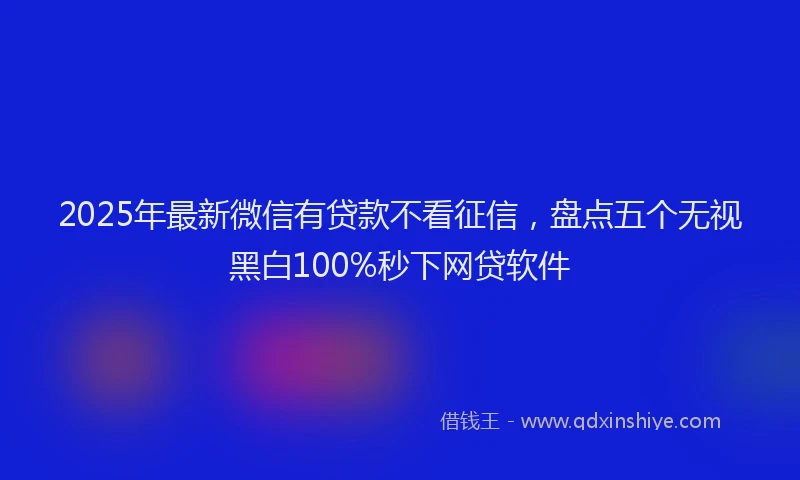 2025年最新微信有贷款不看征信，盘点五个无视黑白100%秒下网贷软件
