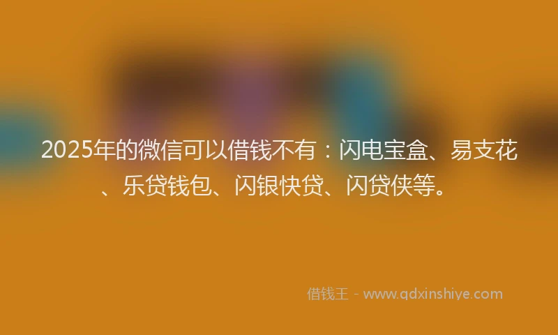 2025年的微信可以借钱不有：闪电宝盒、易支花、乐贷钱包、闪银快贷、闪贷侠等。