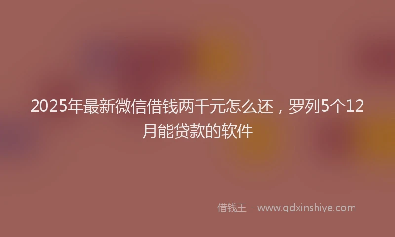 2025年最新微信借钱两千元怎么还，罗列5个12月能贷款的软件