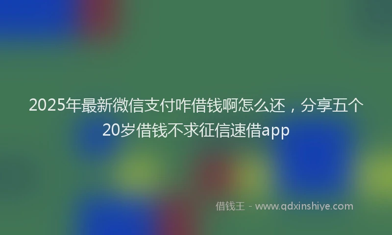 2025年最新微信支付咋借钱啊怎么还，分享五个20岁借钱不求征信速借app