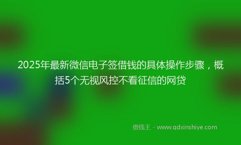 2025年最新微信电子签借钱的具体操作步骤，概括5个无视风控不看征信的网贷