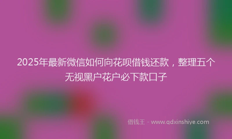2025年最新微信如何向花呗借钱还款，整理五个无视黑户花户必下款口子
