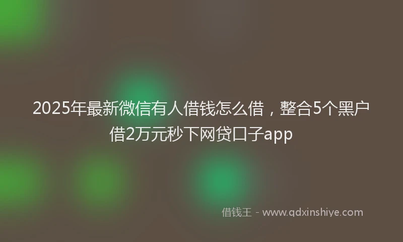 2025年最新微信有人借钱怎么借，整合5个黑户借2万元秒下网贷口子app