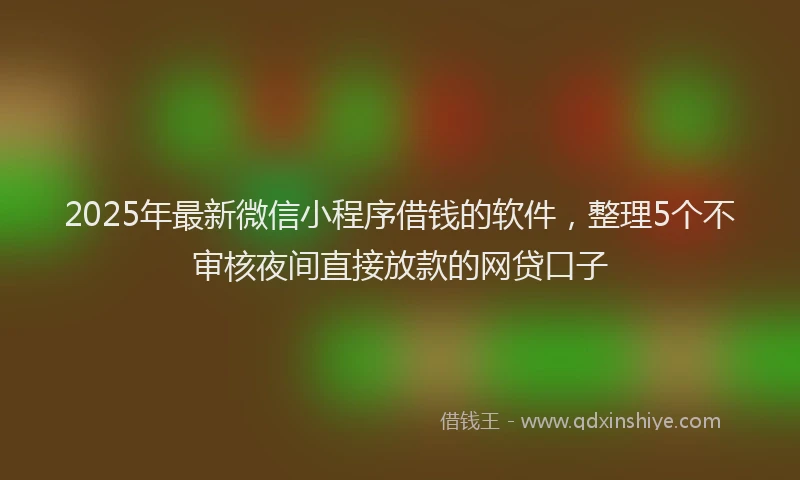 2025年最新微信小程序借钱的软件，整理5个不审核夜间直接放款的网贷口子