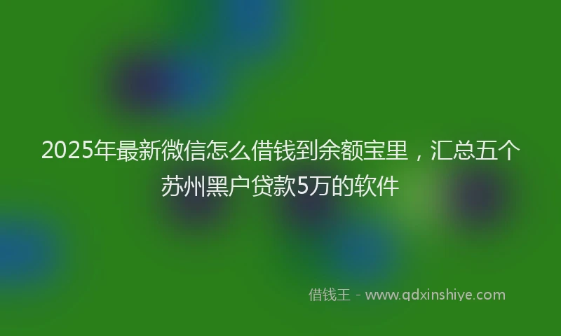 2025年最新微信怎么借钱到余额宝里，汇总五个苏州黑户贷款5万的软件