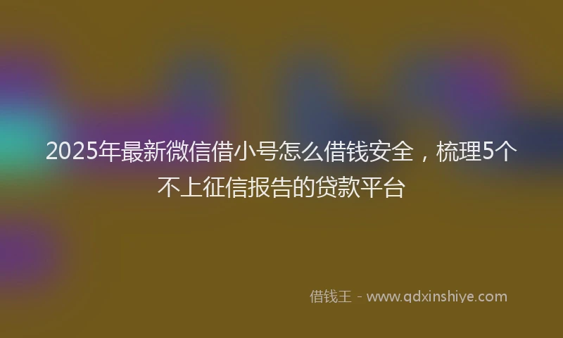 2025年最新微信借小号怎么借钱安全，梳理5个不上征信报告的贷款平台