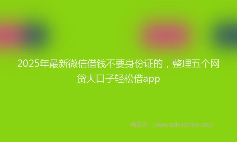 2025年最新微信借钱不要身份证的，整理五个网贷大口子轻松借app