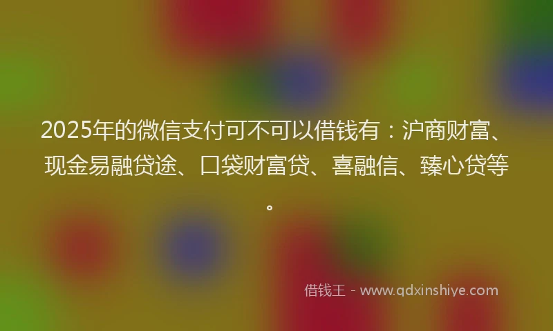 2025年的微信支付可不可以借钱有：沪商财富、现金易融贷途、口袋财富贷、喜融信、臻心贷等。
