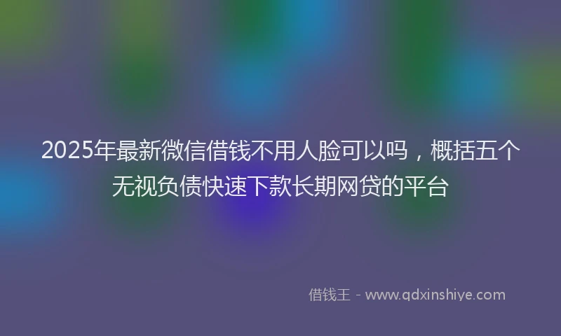 2025年最新微信借钱不用人脸可以吗，概括五个无视负债快速下款长期网贷的平台
