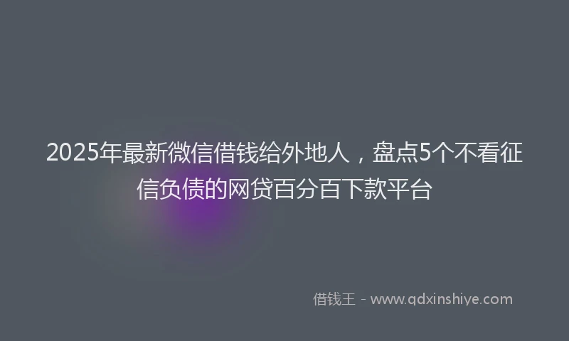 2025年最新微信借钱给外地人，盘点5个不看征信负债的网贷百分百下款平台